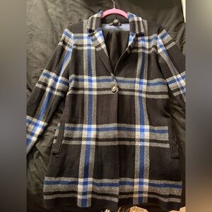 Tahari Black and Blue Plaid Blazer